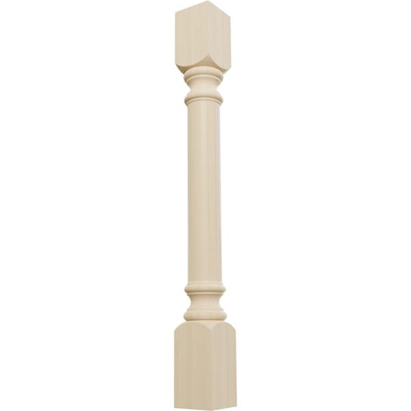 Ekena Millwork 3 3/4"W x 3 3/4"D x 35 1/2"H Traditional Cabinet Column, Rubberwood COL03X03X35TRRW - main
